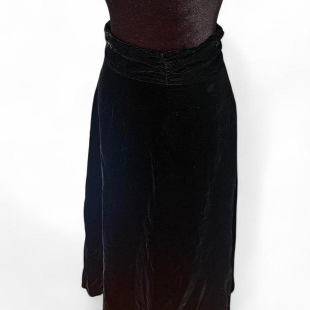 Vintage Herman Geist Black Velvet Ruched Waist Skirt ILGWU Made in USA Size 10